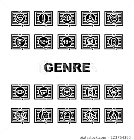Literary Genre Categories Classes Icons Set Vector Literary Genre Categories Classes Icons Set Vector 123764393