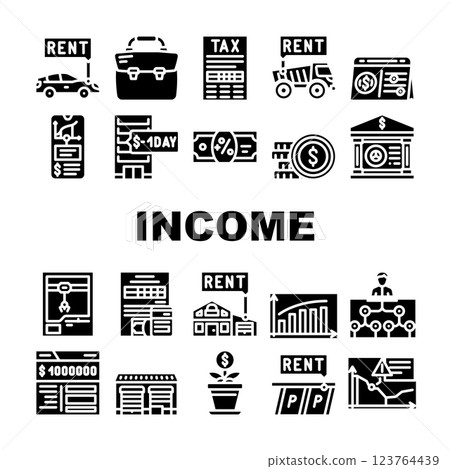 Passive Income Finance Earning Icons Set Vector Passive Income Finance Earning Icons Set Vector 123764439