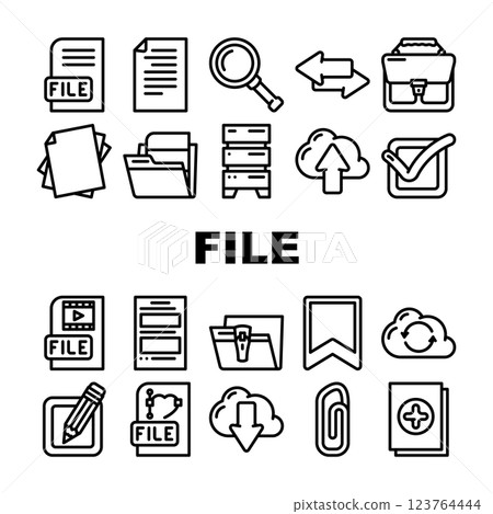 File Computer Digital Document Icons Set Vector File Computer Digital Document Icons Set Vector 123764444