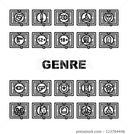 Literary Genre Categories Classes Icons Set Vector Literary Genre Categories Classes Icons Set Vector 123764446