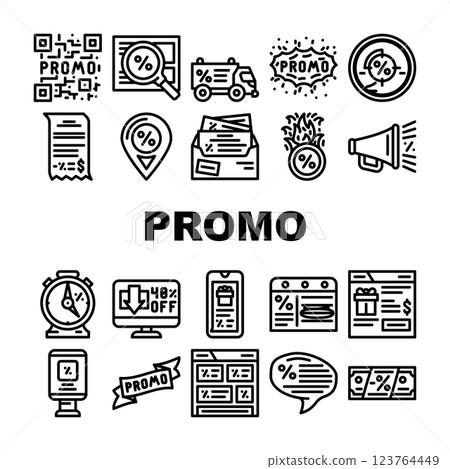 Promo And Advertising Coupon Icons Set Vector Promo And Advertising Coupon Icons Set Vector 123764449