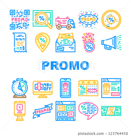 Promo And Advertising Coupon Icons Set Vector Promo And Advertising Coupon Icons Set Vector 123764458