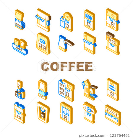Coffee Machine Barista Equipment Icons Set Vector Coffee Machine Barista Equipment Icons Set Vector 123764461