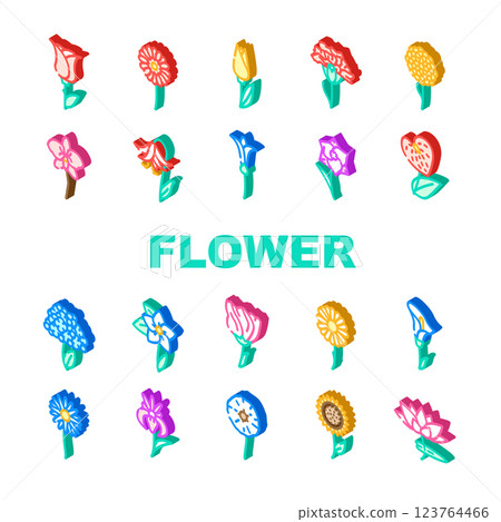 Flower Natural Aromatic Plant Icons Set Vector Flower Natural Aromatic Plant Icons Set Vector 123764466