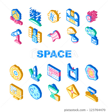 Space Researchment Equipment Icons Set Vector Space Researchment Equipment Icons Set Vector 123764470