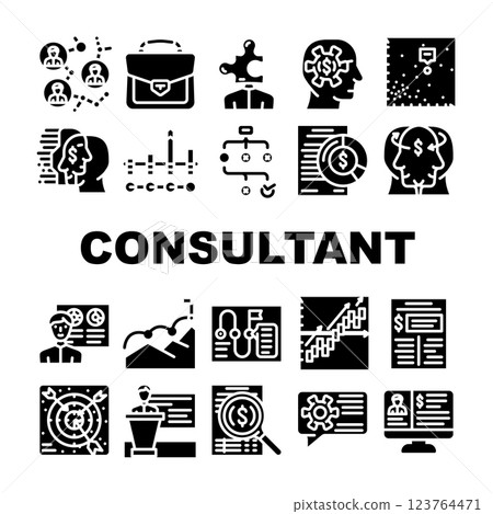 Business Consultant Advicing Icons Set Vector 123764471