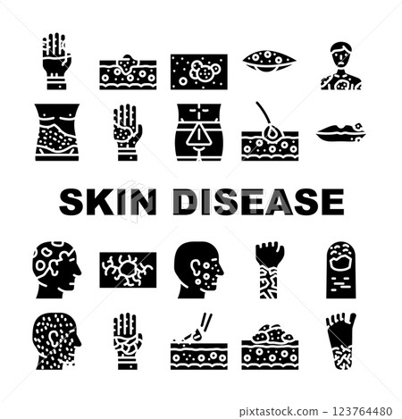 Skin Disease Human Health Problem Icons Set Vector 123764480