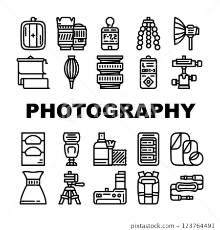Photography Tool And Accessory Icons Set Vector 123764491