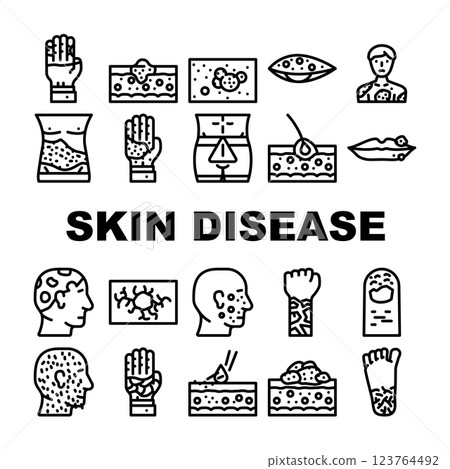 Skin Disease Human Health Problem Icons Set Vector 123764492