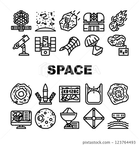 Space Researchment Equipment Icons Set Vector Space Researchment Equipment Icons Set Vector 123764493