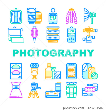 Photography Tool And Accessory Icons Set Vector 123764502