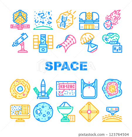 Space Researchment Equipment Icons Set Vector 123764504
