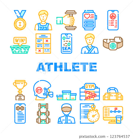 Athlete Sport Equipment And Award Icons Set Vector Athlete Sport Equipment And Award Icons Set Vector 123764537