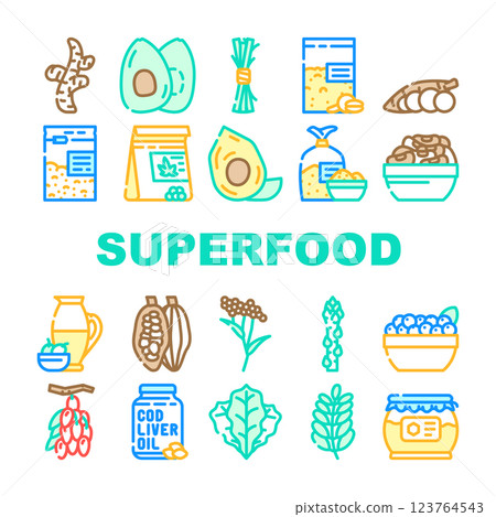 Superfood Natural And Vitamin Icons Set Vector 123764543