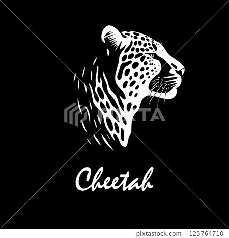 Cheetah head on black background. hand drawing. Not AI, Vector illustration 123764710