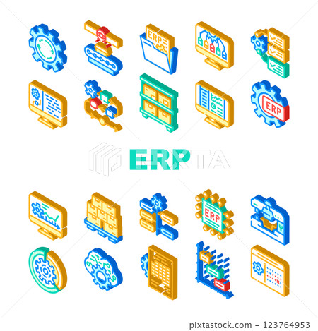 Erp Enterprise Resource Planning Icons Set Vector Erp Enterprise Resource Planning Icons Set Vector 123764953