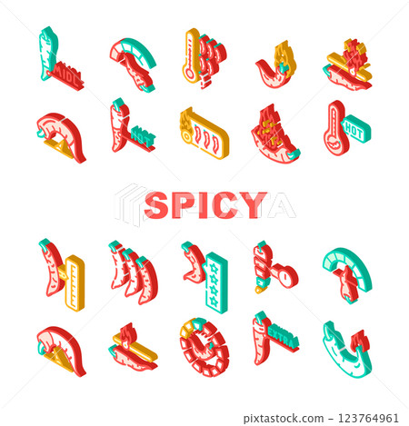Spicy Pepper Different Scale Icons Set Vector Spicy Pepper Different Scale Icons Set Vector 123764961