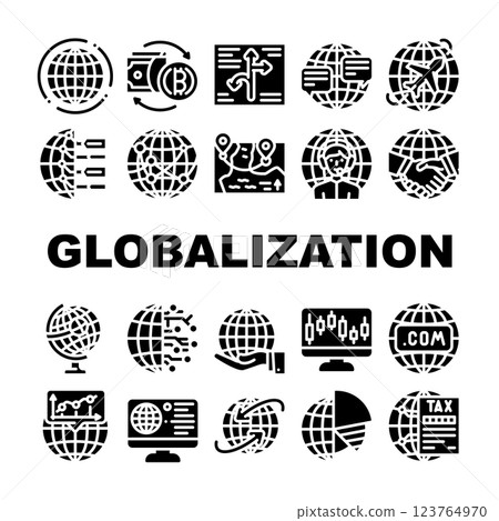 Globalization Worldwide Business Icons Set Vector 123764970