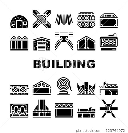 Self-framing Metallic Building Icons Set Vector Self-framing Metallic Building Icons Set Vector 123764972