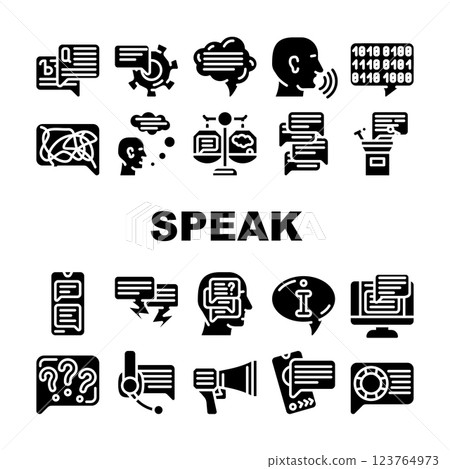 Speak Conversation And Discussion Icons Set Vector Speak Conversation And Discussion Icons Set Vector 123764973