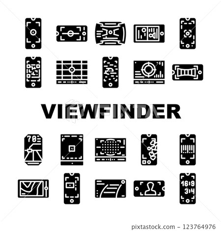 Viewfinder Smartphone Function Icons Set Vector 123764976