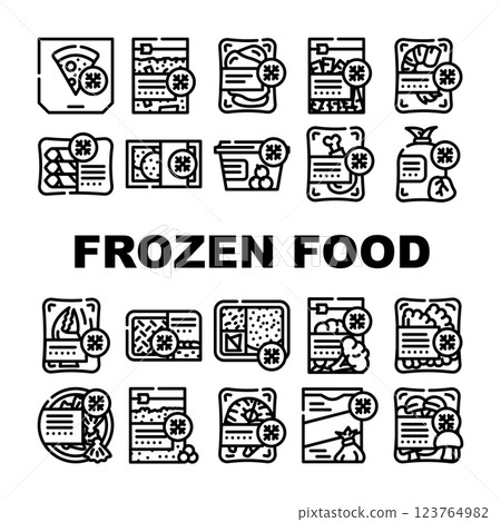 Frozen Food Storage Packaging Icons Set Vector 123764982