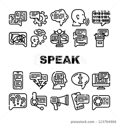 Speak Conversation And Discussion Icons Set Vector Speak Conversation And Discussion Icons Set Vector 123764988