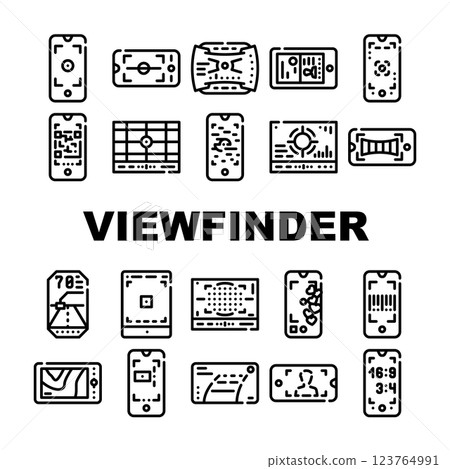 Viewfinder Smartphone Function Icons Set Vector Viewfinder Smartphone Function Icons Set Vector 123764991
