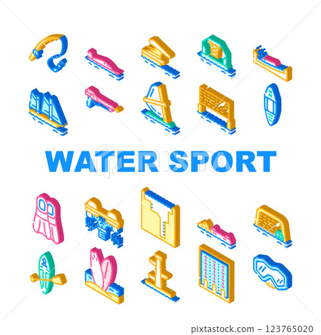 Water Sports Active Occupation Icons Set Vector 123765020