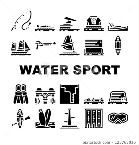 Water Sports Active Occupation Icons Set Vector 123765030