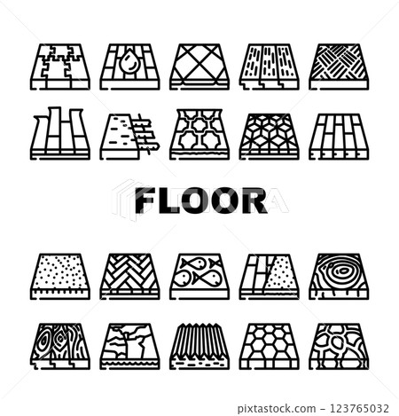 Floor Material Layers Renovation Icons Set Vector 123765032