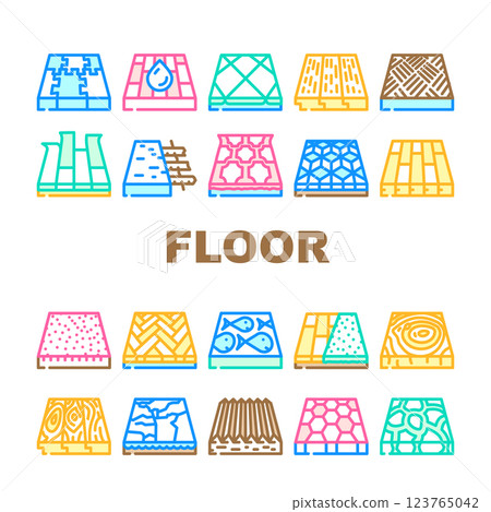Floor Material Layers Renovation Icons Set Vector 123765042