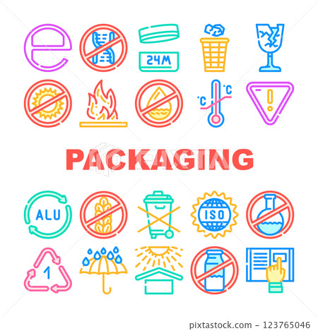 Packaging Industrial Marking Icons Set Vector 123765046