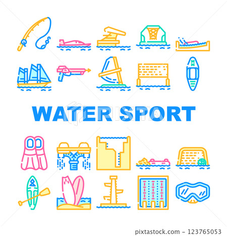 Water Sports Active Occupation Icons Set Vector Water Sports Active Occupation Icons Set Vector 123765053