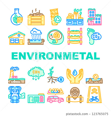 engineer environmental technology icons set vector 123765075