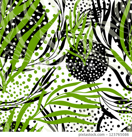 Green twigs seamless background. hand drawing. Not AI, Vector illustration Green twigs seamless background. hand drawing. Not AI, Vector illustration 123765086