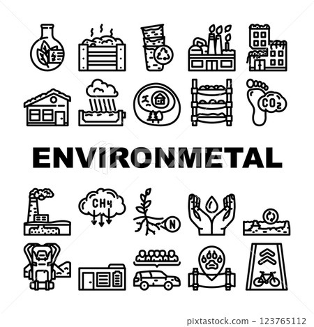 engineer environmental technology icons set vector 123765112