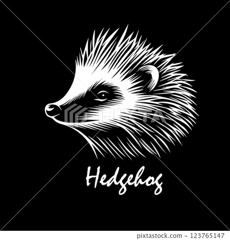 hedgehog on a black background. hand drawing. Not AI, Vector illustration 123765147