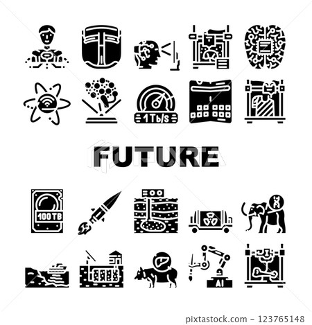future technology digital data icons set vector future technology digital data icons set vector 123765148