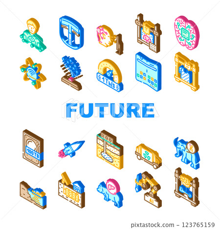 future technology digital data icons set vector 123765159