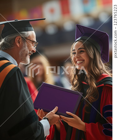 Celebrating achievement during a joyful graduation ceremony at university 123765223