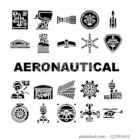 aeronautical engineer aviation icons set vector aeronautical engineer aviation icons set vector 123765452