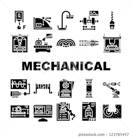 mechanical engineer industry icons set vector 123765457
