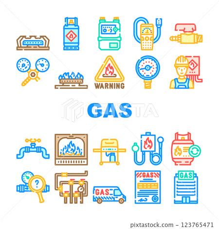 gas energy oil power pipeline icons set vector gas energy oil power pipeline icons set vector 123765471