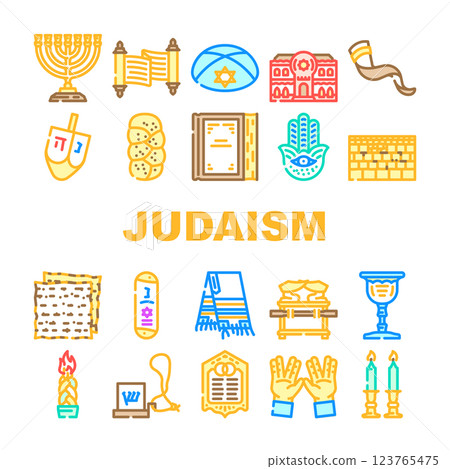 judaism religion jewish icons set vector judaism religion jewish icons set vector 123765475