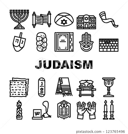judaism religion jewish icons set vector 123765496