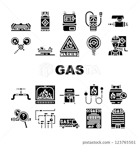 gas energy oil power pipeline icons set vector 123765501
