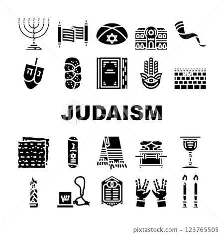 judaism religion jewish icons set vector 123765505