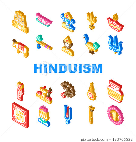 hinduism hindu god om icons set vector hinduism hindu god om icons set vector 123765522