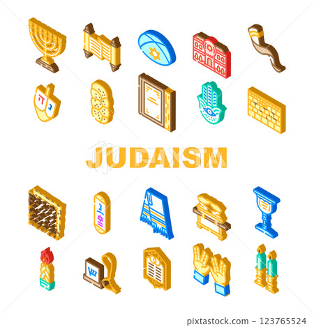 judaism religion jewish icons set vector 123765524